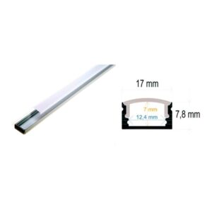 PERFIL TIRA LED DE SUPERFICIE BAJO ALUMINIO 17x7MM 2M