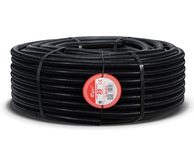 TUBO CORRUGADO ARTICULADO NEGRO 25MM 75M