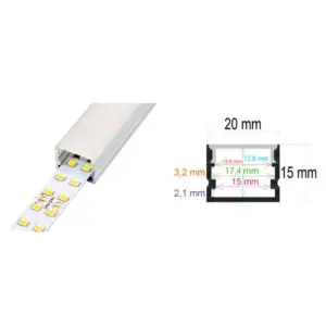 PERFIL TIRA LED DE SUPERFICIE ALTO ALUMINIO 18X13MM 2M