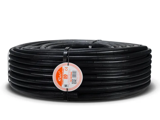 TUBO CORRUGADO REFORZADO NEGRO 20MM 100M