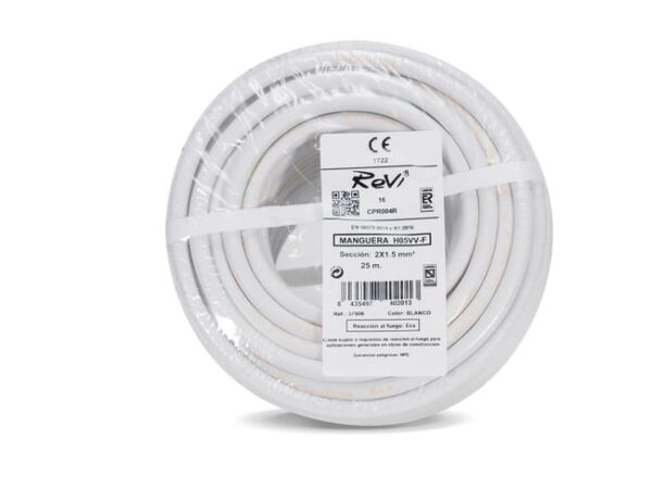 CABLE ELÉCTRICO H05VV-F 2X1.5MM2 BLANCO 25M