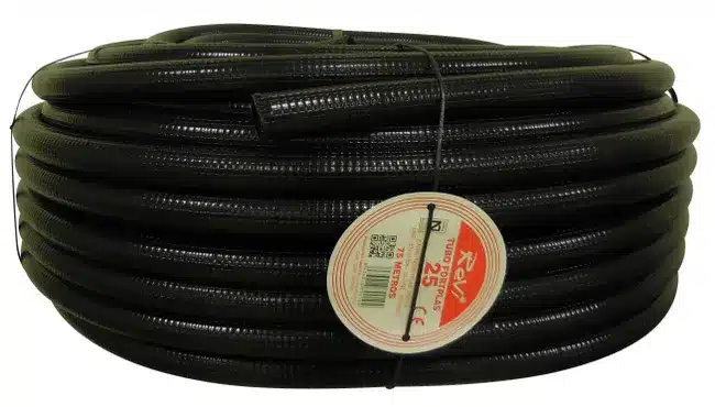 TUBO CORRUGADO REFORZADO NEGRO 25MM 75M