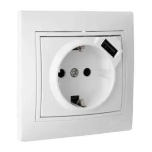 SCHUKO CON USB 2.1 SERIE EUROPA BLANCO