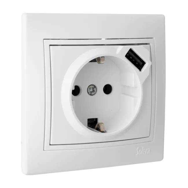 SCHUKO CON USB 2.1 SERIE EUROPA BLANCO
