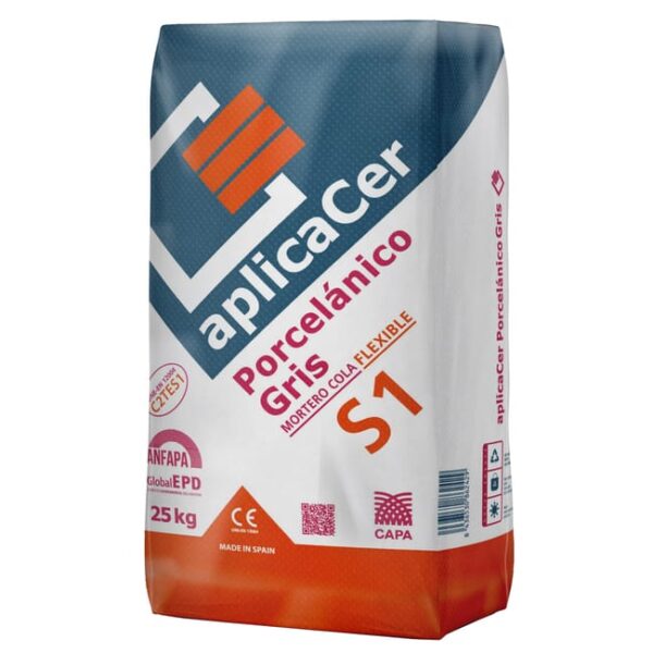 CEMENTO COLA APLICACER PORCELÁNICO FLEXIBLE BOPP 25KG GRIS
