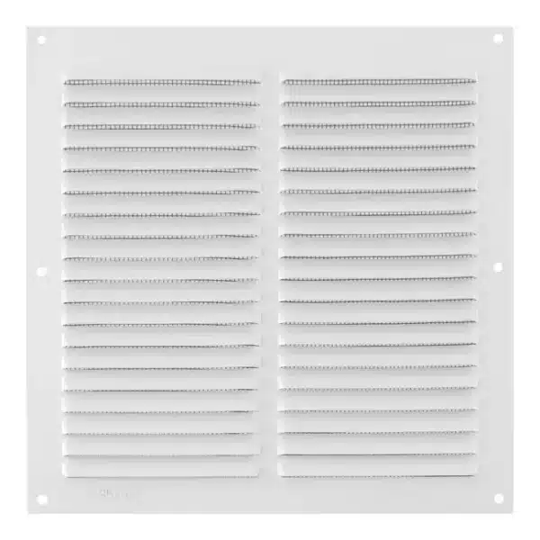 REJILLA DE VENTILACION CON MOSQUITERA SOBREPONER ALUMINIO BLANCO 20 X 20 CM. ESPESOR 0.8  MM