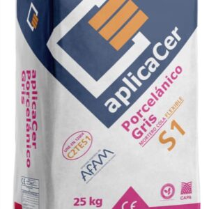 CEMENTO COLA APLICACER PORCELÁNICO FLEXIBLE GRIS 25KG GRIS